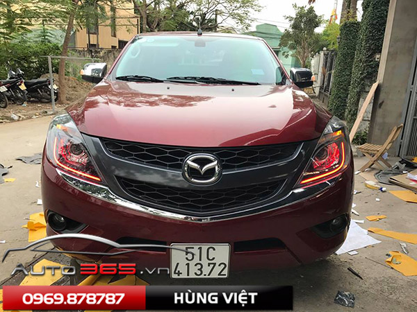 Mazda BT50 nâng cấp Bi Hella 5 2016 -Mí led thiết kế riêng